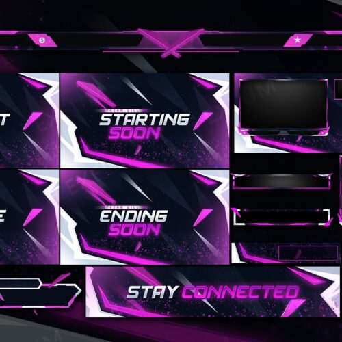Pink and White Animated Stream Overlay